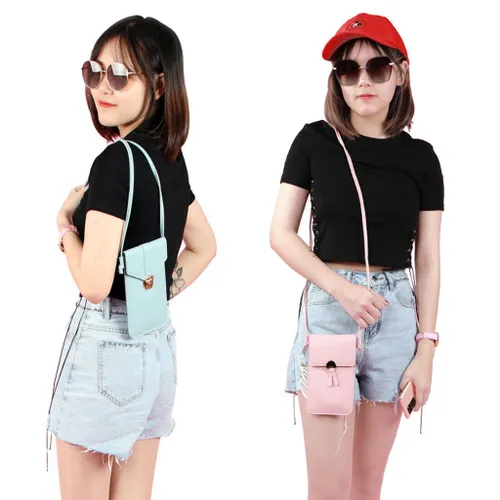 Сумка для мобильного телефона с сенсорным экраном из искусственной кожи-черный