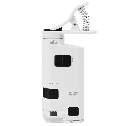 Микроскоп для смартфона 80-120X с регулируемым зумом и LED-подсветкой, мини-линза и зажим для увелич