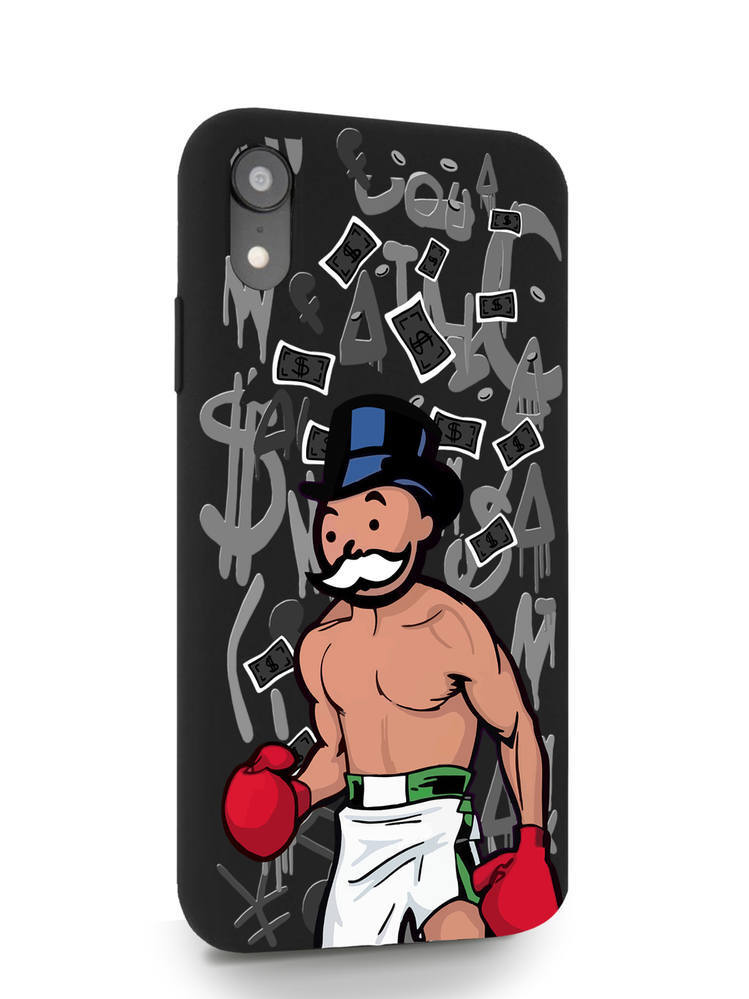 Черный силиконовый чехол для iPhone XR Monopoly Boxing Монополия Боксер для Айфон 10R