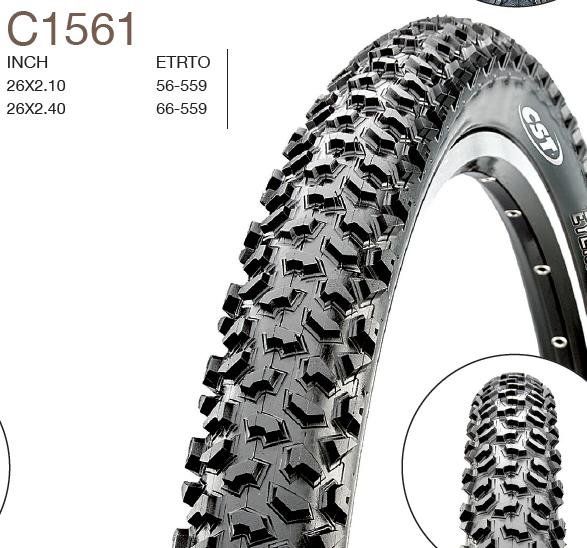 Покрышка для велосипеда CST MTB C1561 26 х 2.10, для горного велосипеда и смешанных покрытий Покрышка для велосипеда CST MTB C1561 26 х 2.10, для горного велосипеда и смешанных покрытий