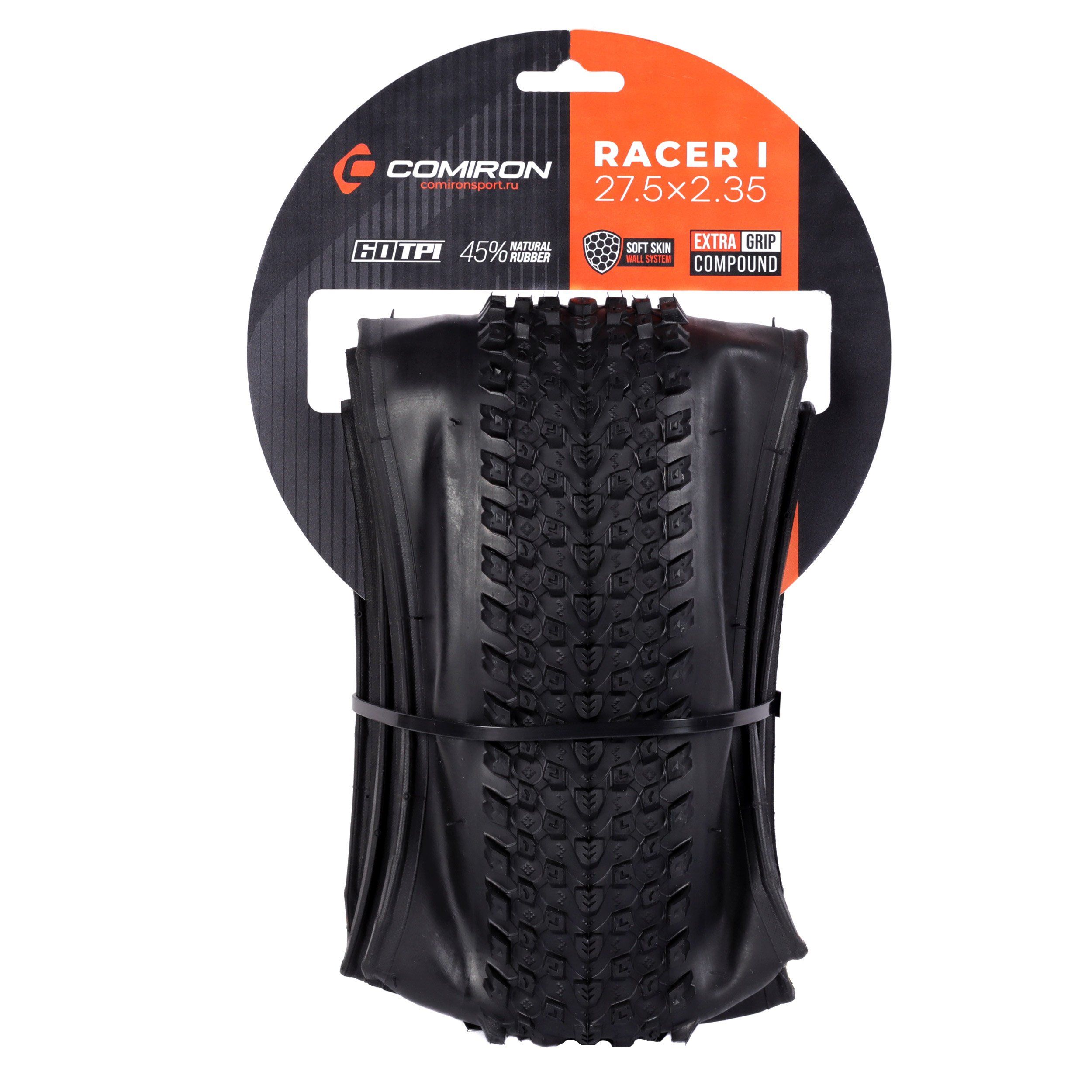 Покрышка велосипедная COMIRON Racer 27.5 2.35, 60 TPI Soft Skin Extra Grip, кевларовая Покрышка велосипедная COMIRON Racer 27.5 2.35, 60 TPI Soft Skin Extra Grip, кевларовая