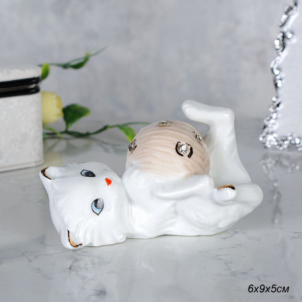 Статуэтка Кот, фарфор, 11 см, цвет белый