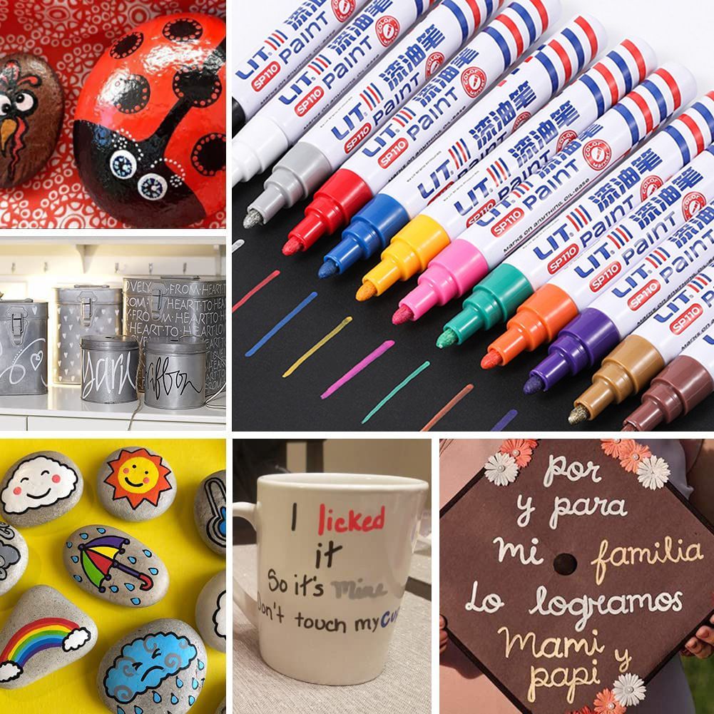 Перманентный нестираемый маркер краска водостойкий акриловый белый ...