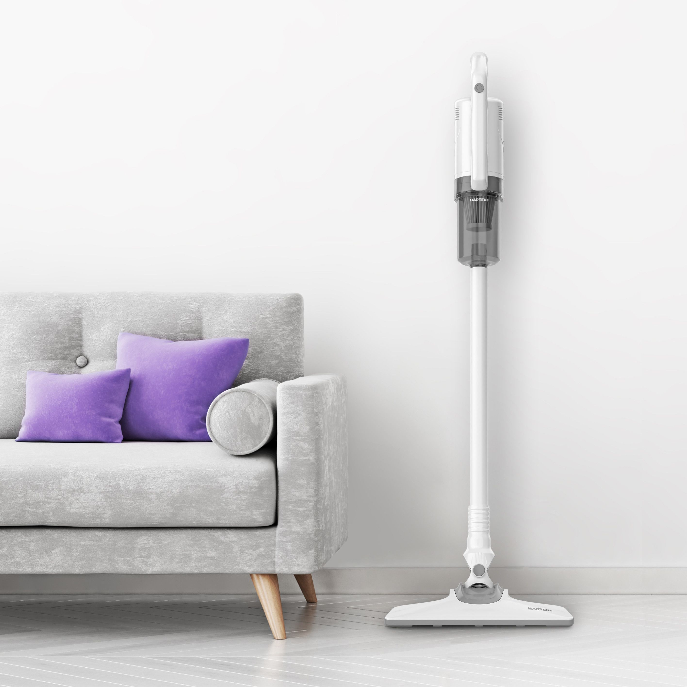 Пылесос вертикальный HARTENS проводной HVC-C020W, мощность 600 Вт, сила ...