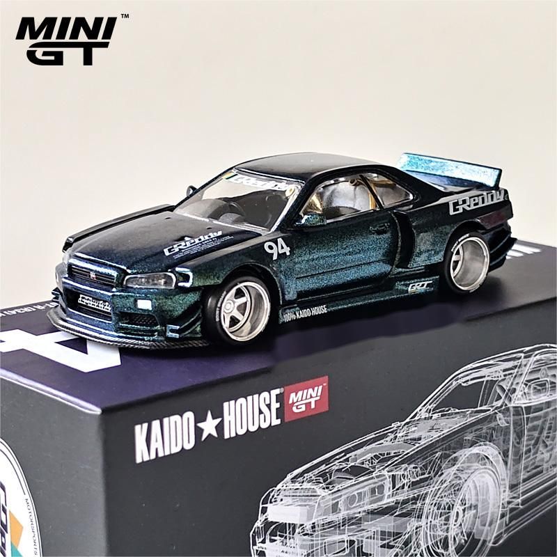 Машинка KAIDO HOUSE MINIGT 1/64 KHMG074 Nissan R34 Skyline GT-R