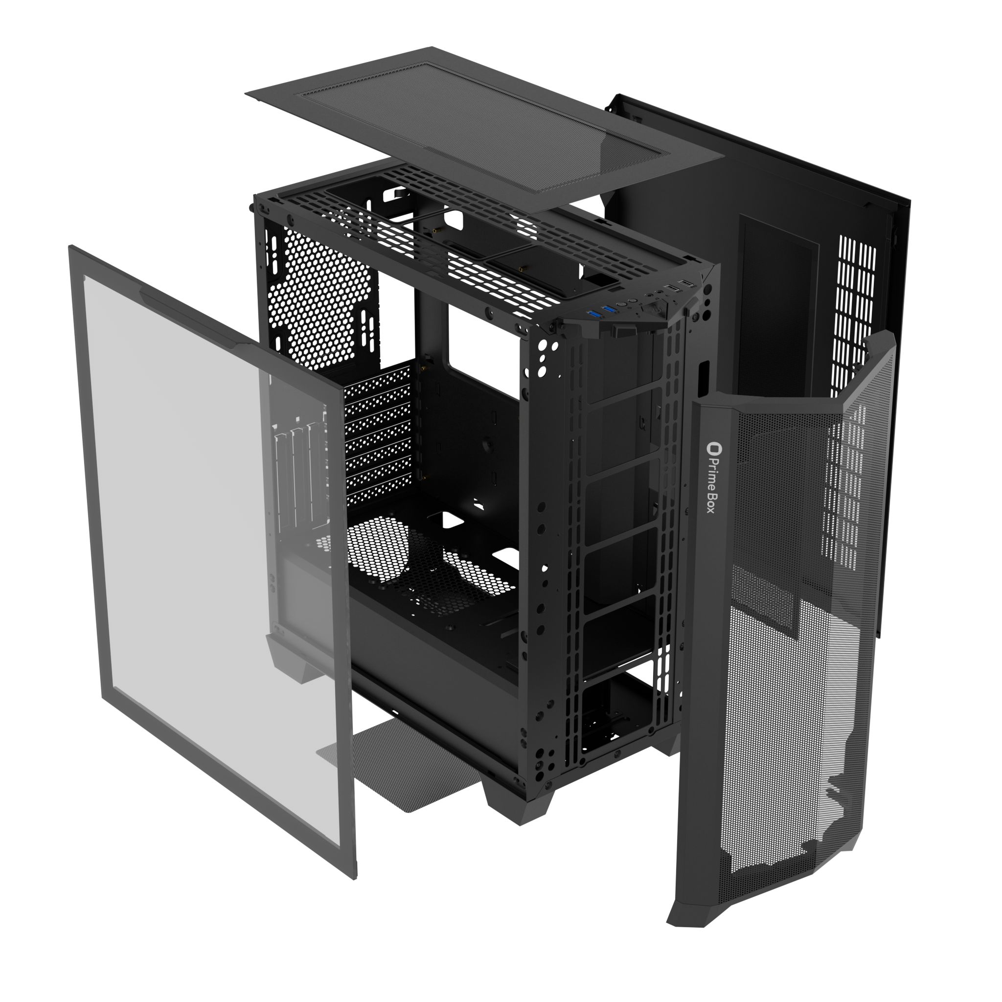 Корпус игровой Prime Box Warrior Z16 Black + закаленное стекло, EATX ...