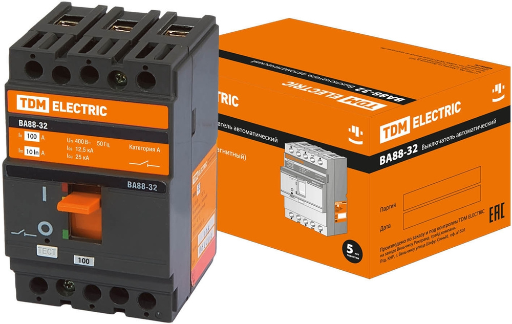 Выключатель автоматический TDM Electric ВА88-32 3Р 100А 25кА (SQ0707 ...