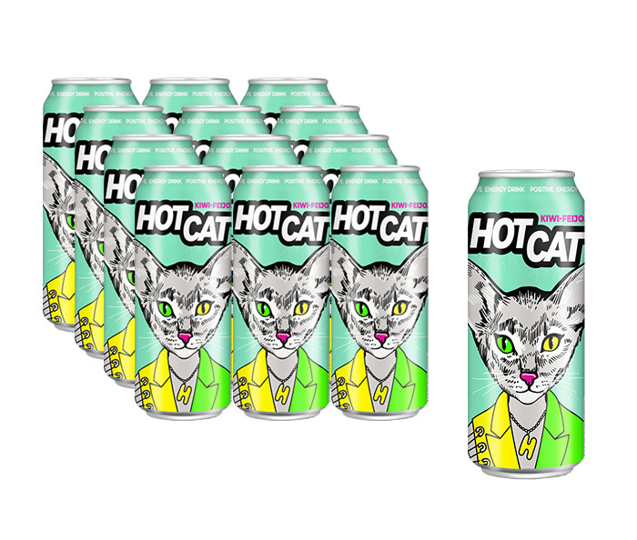 Энергетический напиток "HOTCAT kiwi feijoa" ("ХОТКЭТ киви фейхоа"),12 шт х 0,45л  #1