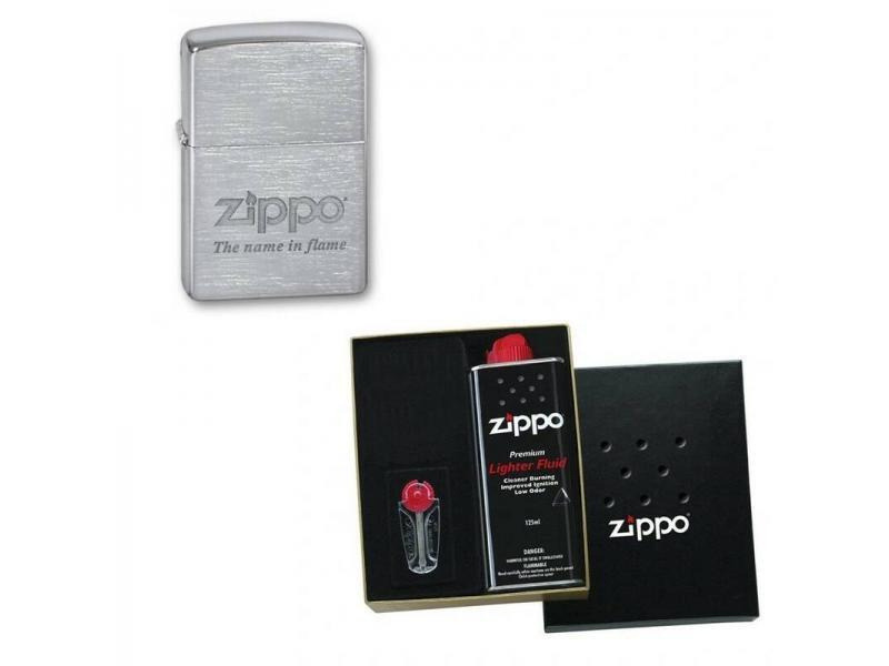 Набор зажигалка ZIPPO Name In Flame Brushed Chrome в подарочной упаковке + топливо и кремни  #1