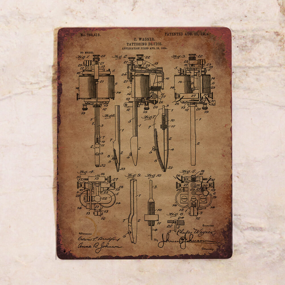 Металлическая табличка Патент тату-машинки, декор стен тату салона, металл,  20х30 см, 30 см, 20 см - купить в интернет-магазине OZON по выгодной цене  (222969566)