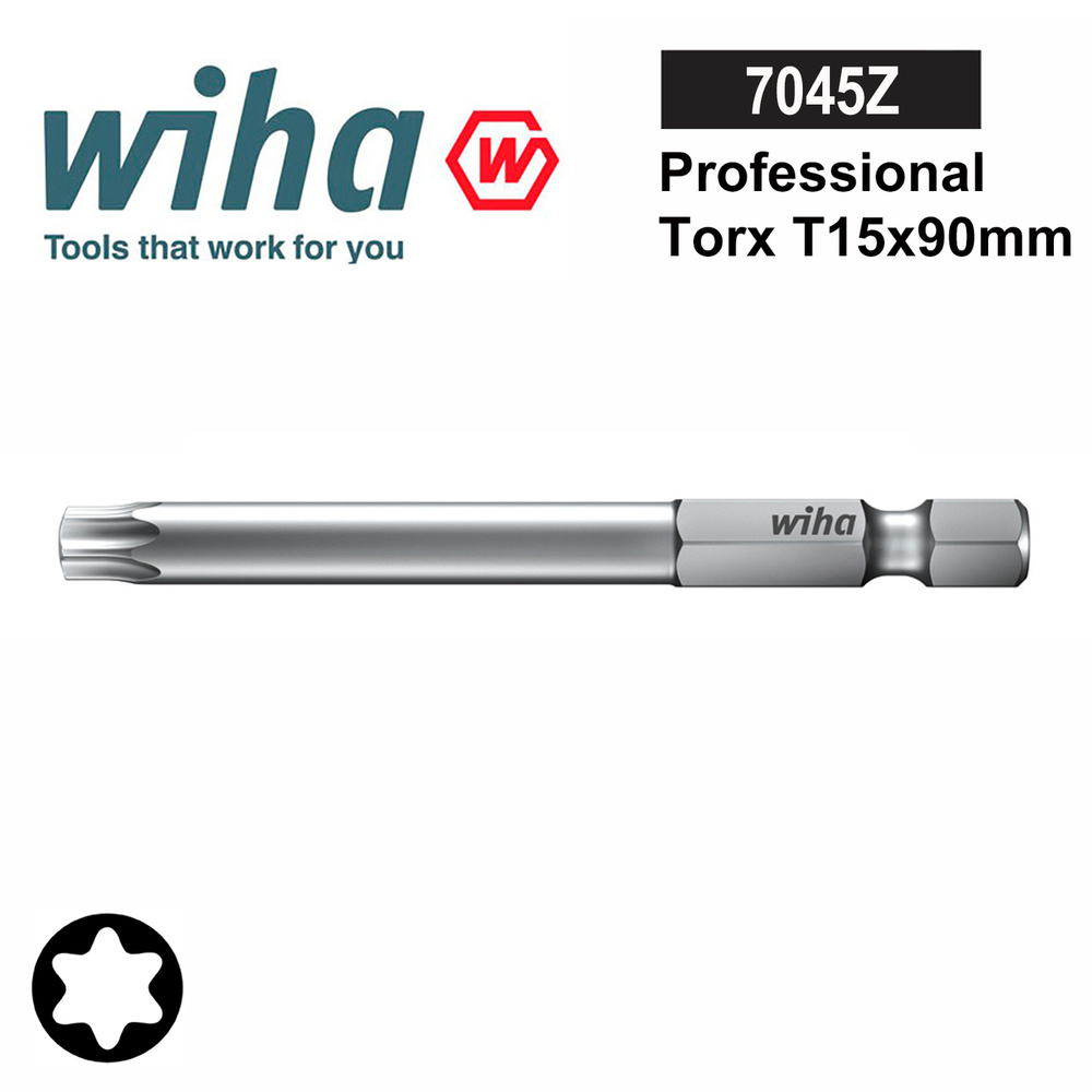 Бита Т15x90мм TORX Professional Wiha 7045Z 33722 #1