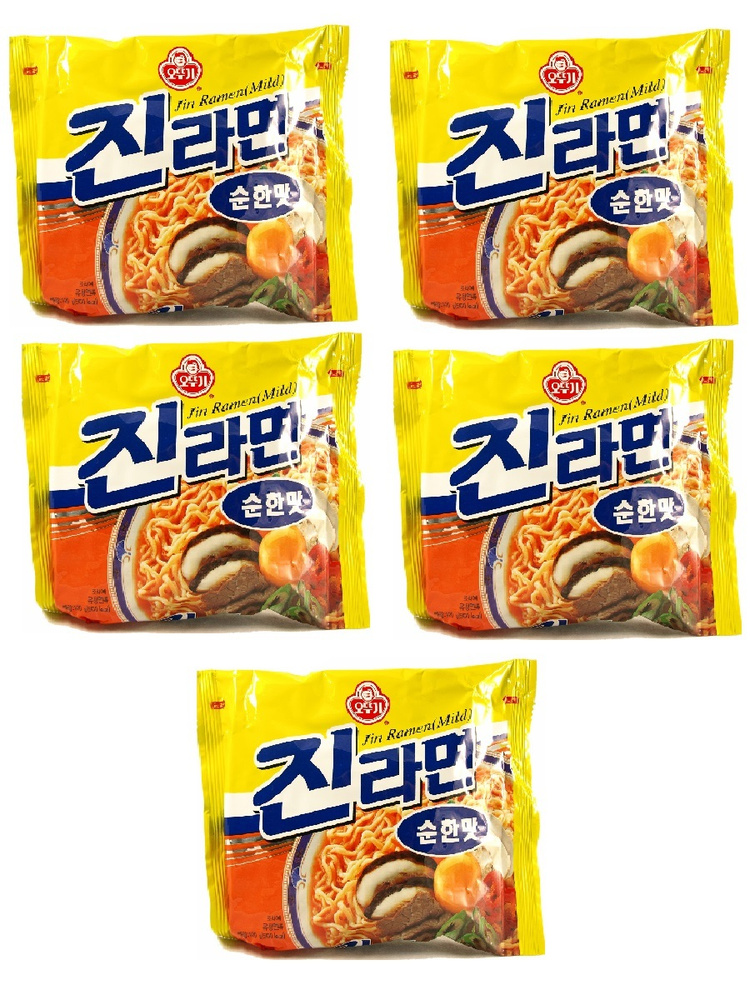 Лапша быстрого приготовления "Джин рамён" средне-острый, OTTOGI, Корея, 120 гр x 5 шт  #1