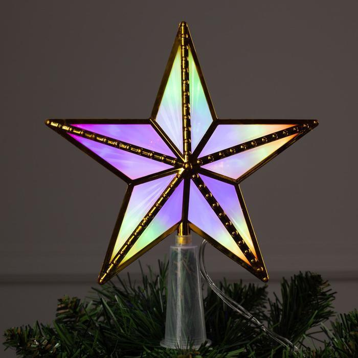 Фигура Звезда золот. ёлочная 15х15 см, пластик, 10 LED,2 метра провод,240V МУЛЬТИ  #1