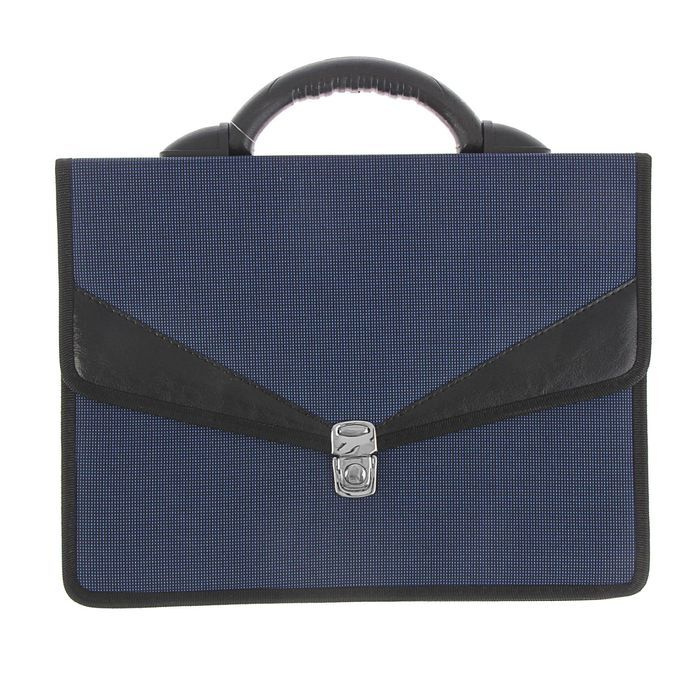 Портфель деловой 350 х 260 х 100 мм, текстильный, 2 отделения "Ладога", комбинированный, синий  #1