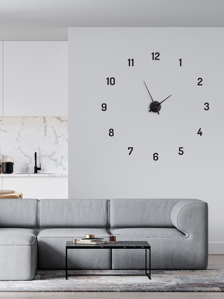 Настенные часы 3d Roomton Цифры, большие часы наклейка на кухню, для дома и дачи в интерьер - купить по низкой цене в интернет-магазине OZON (738347422)