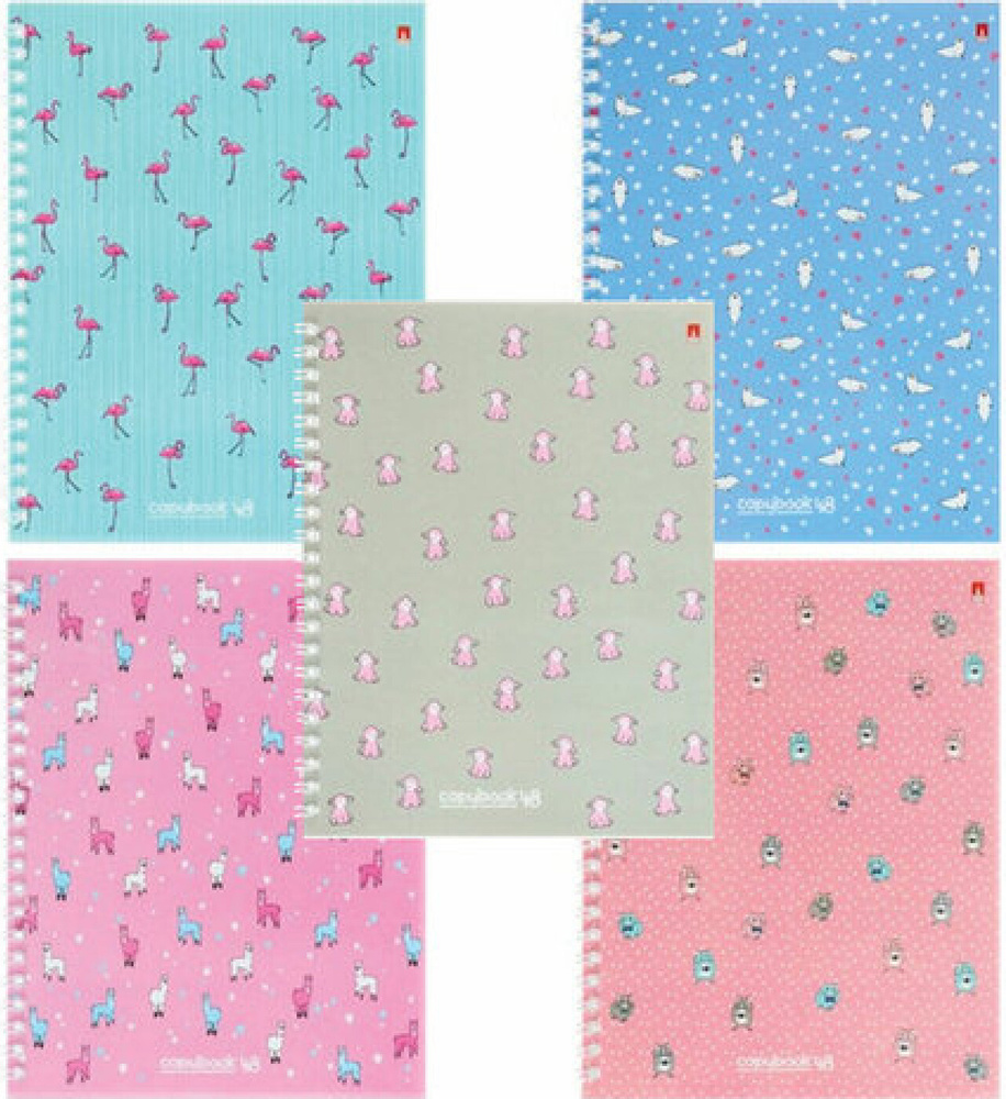 Тетрадь А5 48 листов, 5 шт., АЛЬТ гребень, клетка, глянцевая ламинация ...