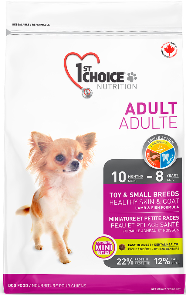 Корм 1st Choice Toy & Small Breeds, Healthy Skin & Coat для собак ...