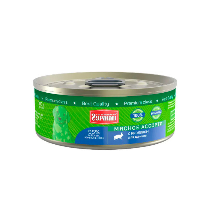 Влажный консервированный корм Четвероногий гурман для щенков, мясное ...