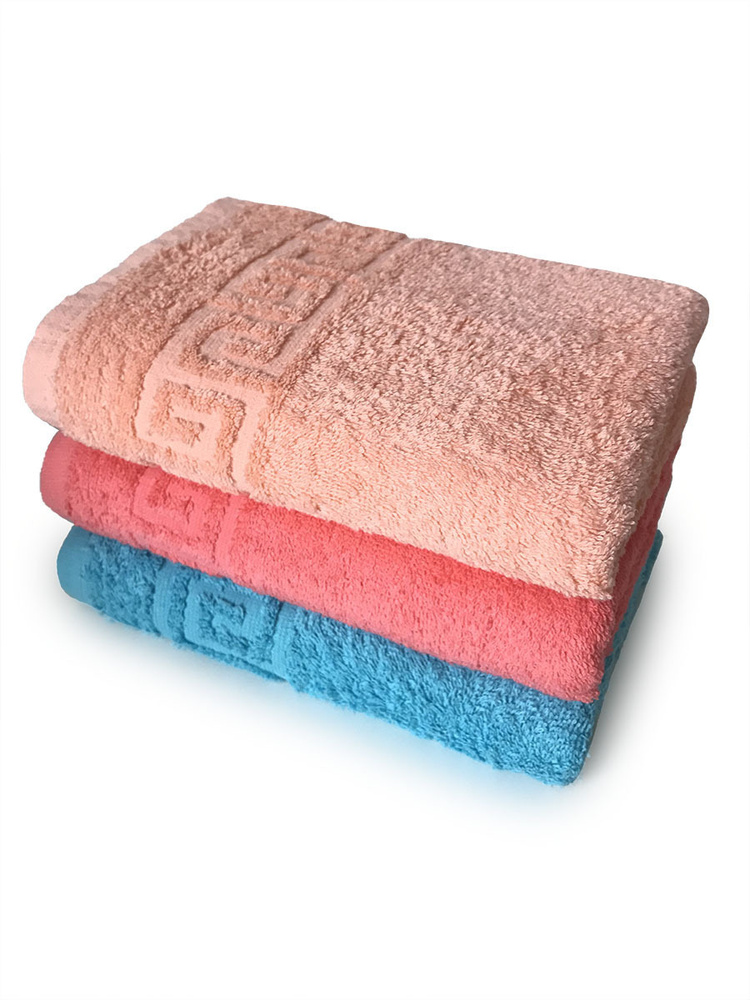 TM Textile Набор полотенец для лица, рук или ног, Хлопок, 50x90 см, коралловый, бирюзовый, 3 шт.  #1