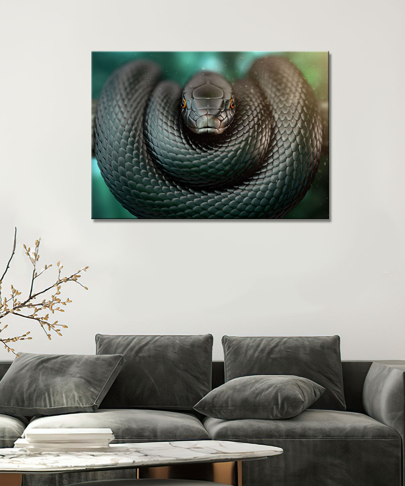 Картина на холсте - чёрная мамба, змея ядовитая большая змея арт, кожа (12)  30х40 - купить по низкой цене в интернет-магазине OZON (790449096)