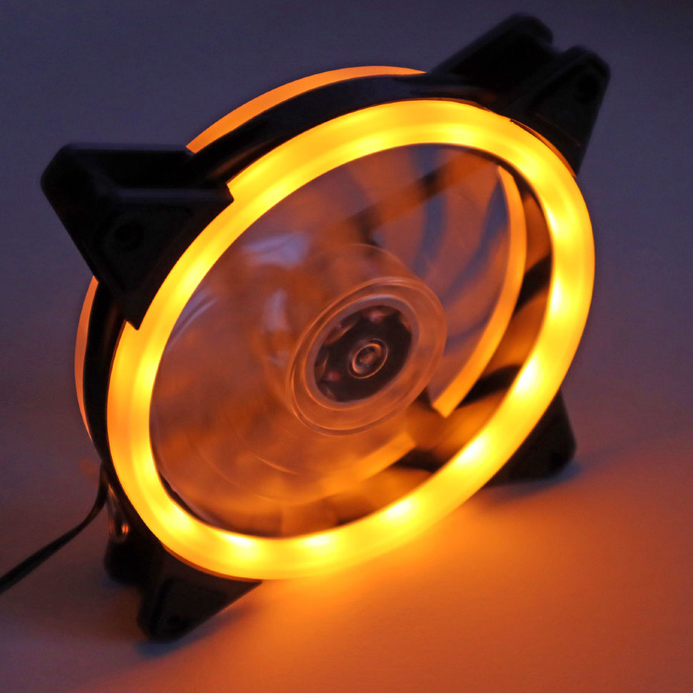 Вентилятор 120 мм c подсветкой желтый для компьютера 3 пин + молекс 4 ...