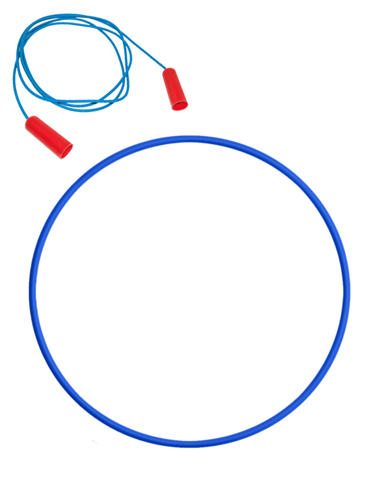 Набор спортивный детский для активных упражнений и игр/ Скакалка спортивная + Обруч 60 см. синий  #1