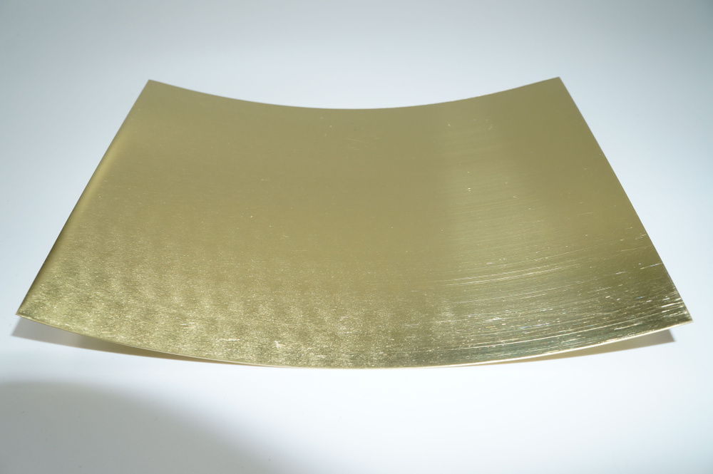 Латунь лист. Размер 20 см х 15 см, толщина 0,5мм (1шт) Л63 мягкая ...