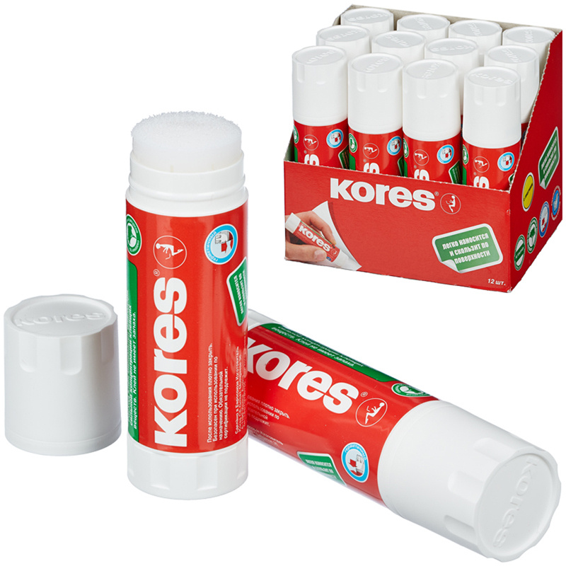 Клей-карандаш Kores 40г прозрачный 12 шт - купить с доставкой по ...