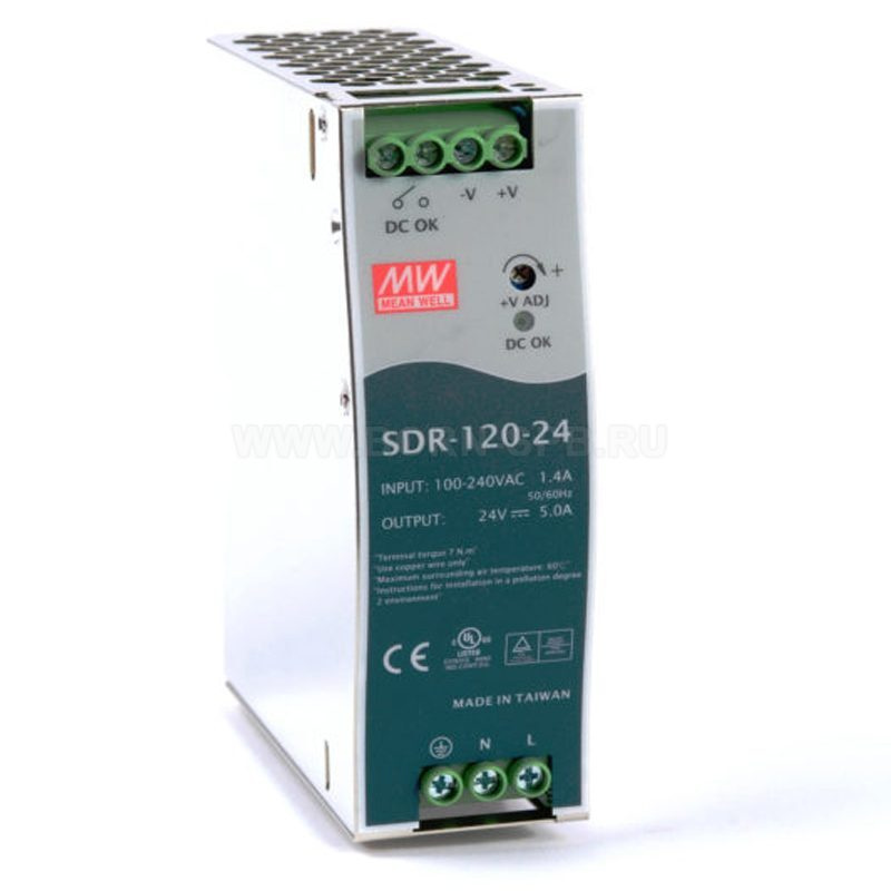 SDR-120-24 MEAN WELL Блок питания, 24В,5А,120Вт - купить с доставкой по ...