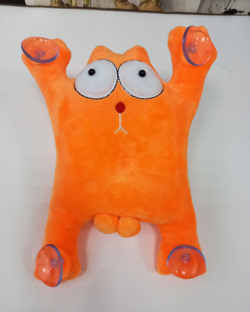 Кот на стекло авто на присосках. Мягкая игрушка кот Саймон оранжевый. -  купить по выгодным ценам в интернет-магазине OZON (653147981)