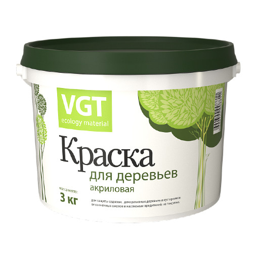 Краска для садовых деревьев VGT, краска садовая акриловая, белая 3 кг.  #1