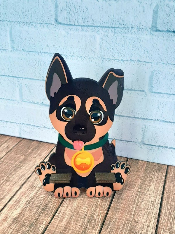 Подставка под телефон деревянная "Собачка", держатель для мобильного телефона, подарок, собачка, щенок #1