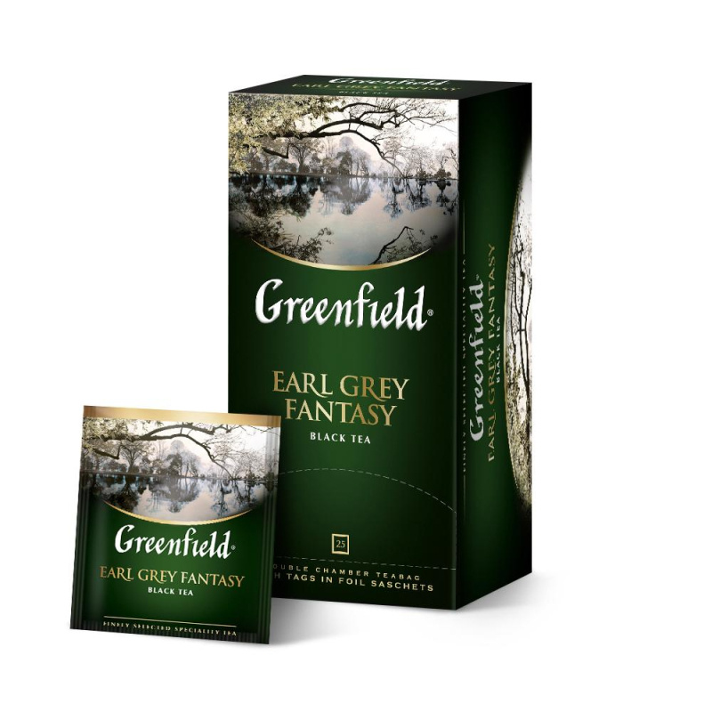 Чай Greenfield Earl Grey Fantasy черный фольгир 25 пакетиков, 2 упаковки  #1