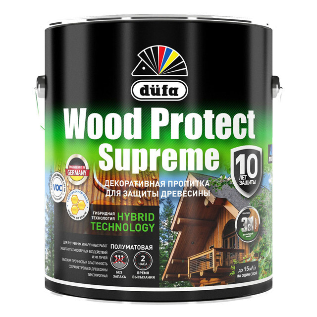 Средство деревозащитное DUFA Wood Protect Supreme 2,5л орех, арт.МП00-008391  #1