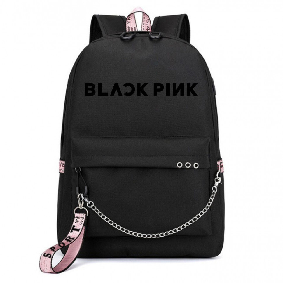 All black pink backpack hotsell