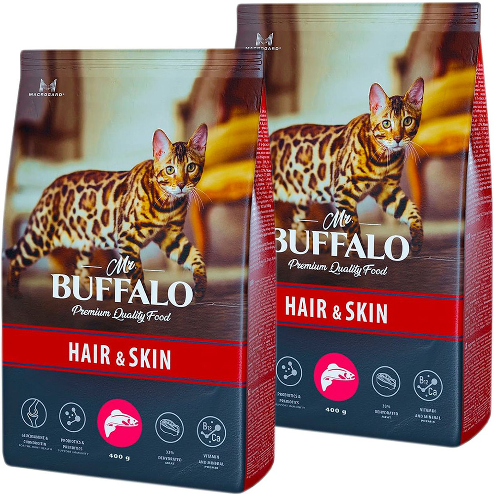 Сухой корм MR.BUFFALO ADULT HAIR & SKIN для взрослых кошек с чувствительной кожей и шерстью с лососем #1