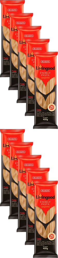 Макаронные изделия Livingood Energy Pasta Spaghetti, комплект: 10 упаковок по 400 г  #1