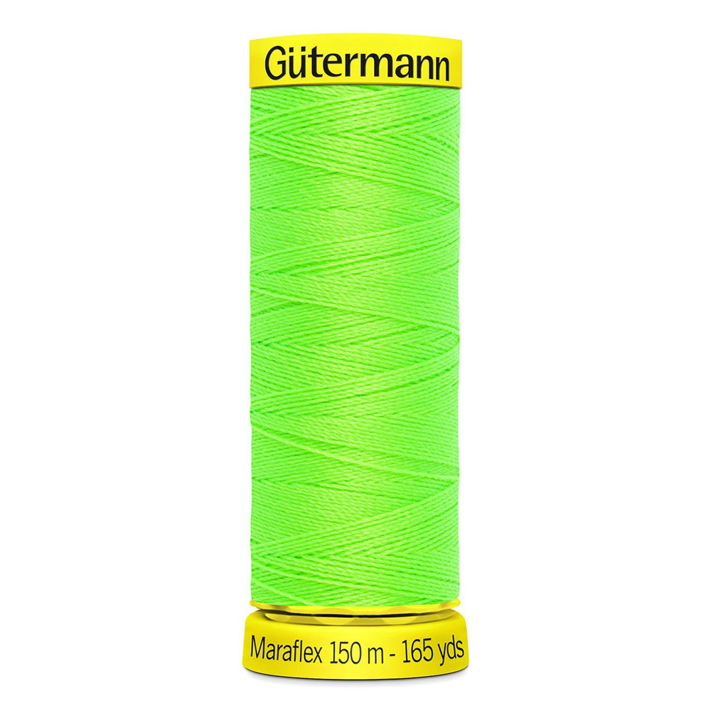 Нить Gutermann Maraflex для трикотажных материалов, 3853 неоновый салатовый, 150 м, 100% ПБТ, 1 шт, 777000, #1