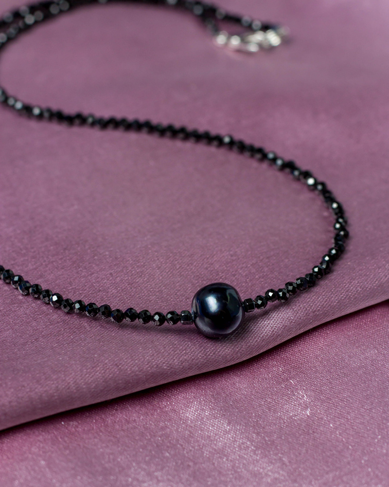 РОСКОШЬ ЗОЛОТА / Чокер из шерла с черным жемчугом / Колье из ...