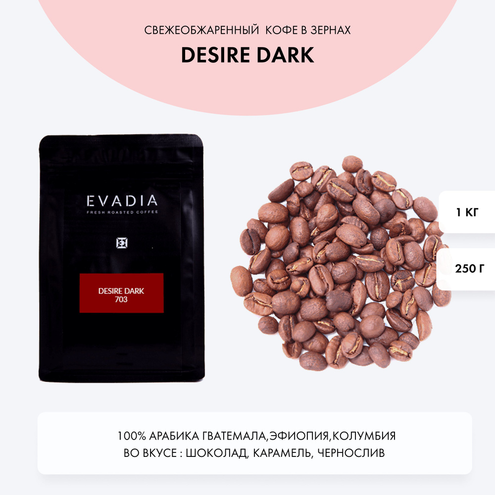 Кофе в зернах DESIRE DARK, 1 кг, EvaDia,обжарка в день отгрузки,100% арабика  #1