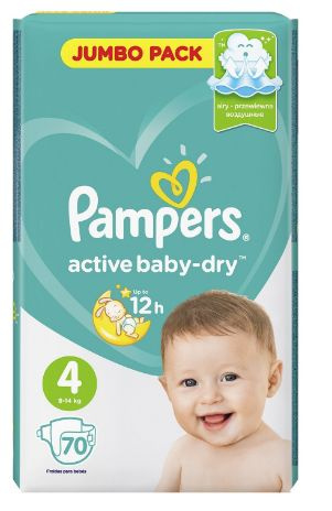 Pampers Подгузники Active Baby-Dry, 9 - 14 кг, размер 4, 70 шт. в уп. #1
