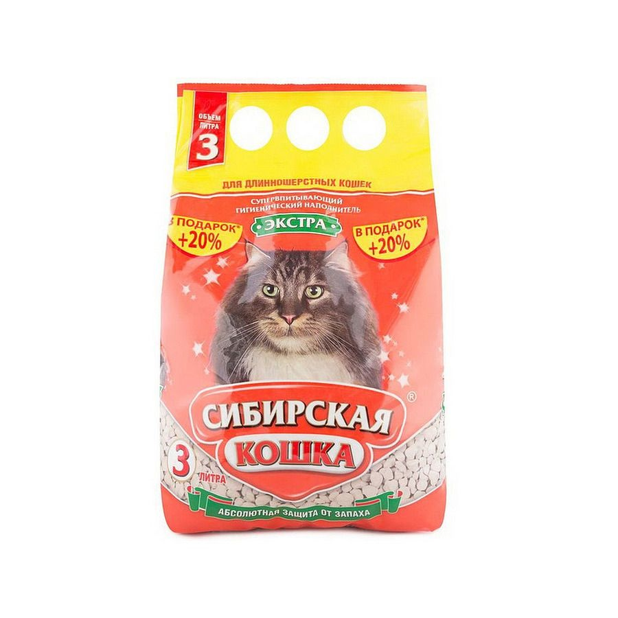 Наполнитель для кошачьего туалета Сибирская кошка. Экстра для  длинношерстных, 3л - купить с доставкой по выгодным ценам в  интернет-магазине OZON (793288157)
