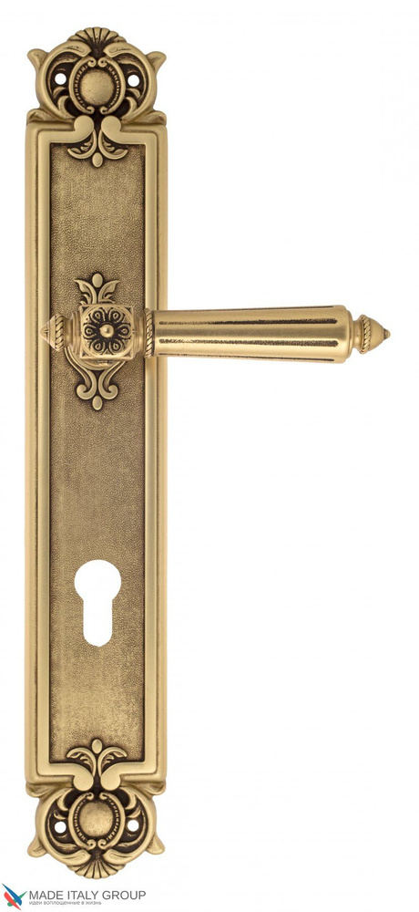 Дверная ручка на планке Venezia CASTELLO CYL PL97 французское золото + коричневый  #1