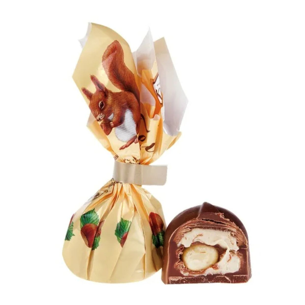 Конфеты 1 кг шоколадные "Белочка с лесным орехом", фабрика Крупская, сладкий подарок к чаю на день рождения, #1