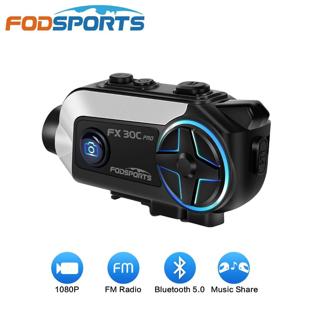 Мотогарнитура Fodsports FX30C PRO Bluetooth 5.0 с видеорегистратором