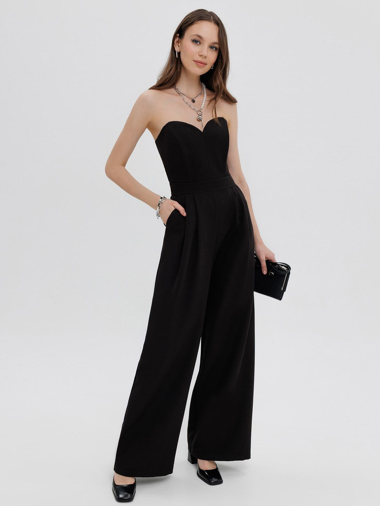 Комбинезон Женский IDI ALEN, размер 42 черный На любой сезон Карманы с ...