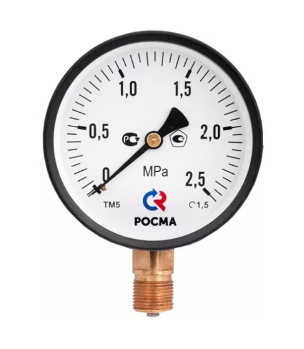 Манометр радиальный 1/2" 100мм (0...25 бар) РОСМА ТМ-510P.00(0-2.5MPa)G1/2.1,5*  #1