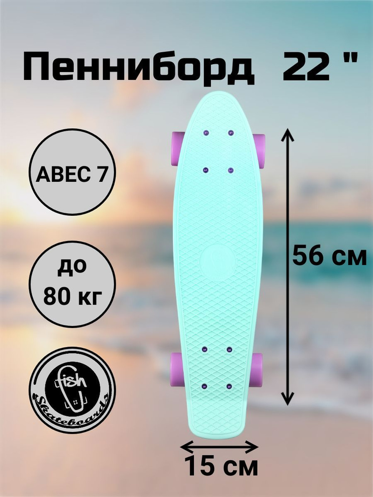 Пенни борд Fish Skateboards 22"мятный 56 см #1