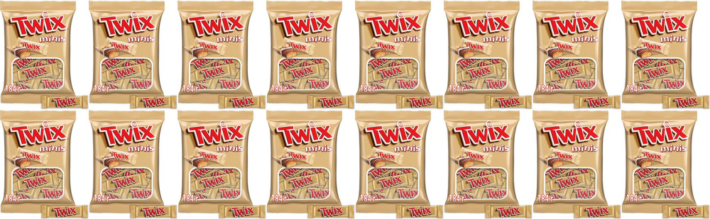 Батончик Twix Minis шоколадный, комплект: 16 упаковок по 184 г #1