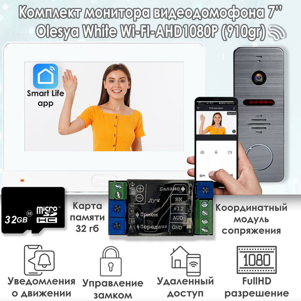 Видеодомофон AlfaVision Olesya Wi-Fi AHD1080P Full HD LUCH, 1920x1080  купить по низким ценам в интернет-магазине OZON (853112127)